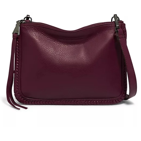 AIMEE KESTENBERG Crossbody Bag Famous Double Zip Leather Burgundy Berry - Picture 1 of 17